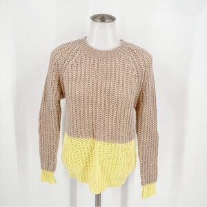 Madewell Wallace Beige Yellow Wool Mohair Blend Color Block Tunic Sweater